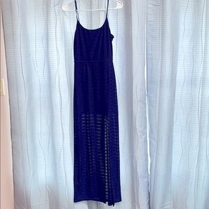 Navy Blue Mesh Maxi Dress